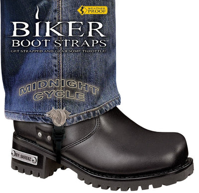 BBS/MD6 Weather Proof- Boot Straps- Midnight Cycle- 6 Inch Biker Boot Straps Biker Boot Straps