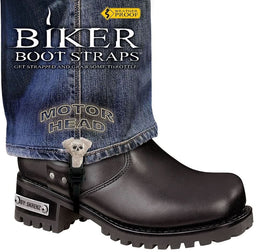 BBS/MH6 Weather Proof- Boot Straps- Motor Head- 6 Inch Biker Boot Straps Biker Boot Straps