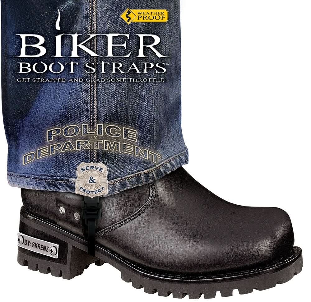 BBS/PD6 Weather Proof- Boot Straps- Police Department- 6 Inch Biker Boot Straps Biker Boot Straps