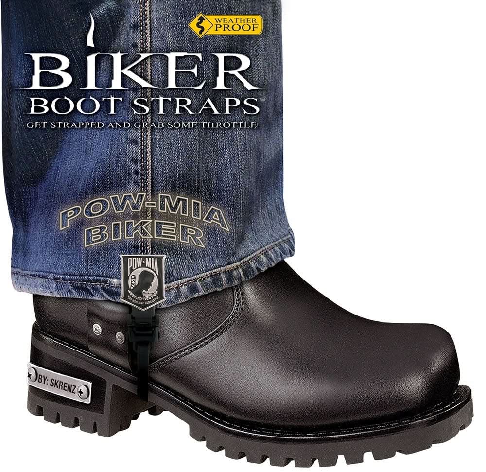 BBS/PW6 Weather Proof- Boot Straps- POW MIA- 6 Inch Biker Boot Straps Biker Boot Straps