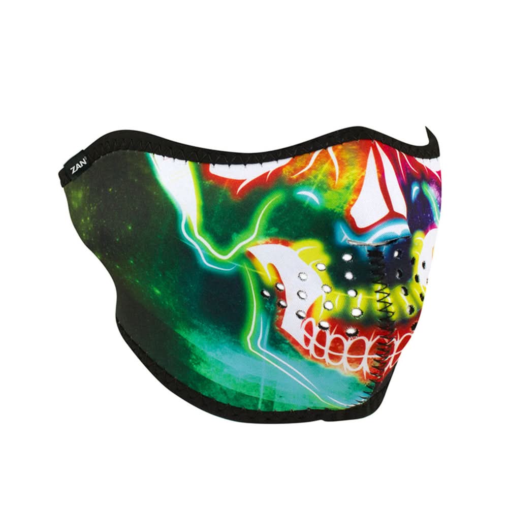 WNFM098H ZAN® Half Mask- Neoprene- Neon Skull Half Face Masks ZAN Headgear