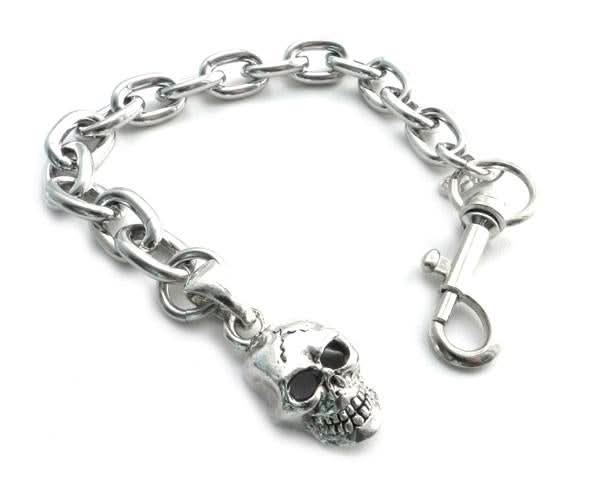 BC11-SKXL Skull Pendant on link Chain Bracelet 8" Bracelets Renegade Classics