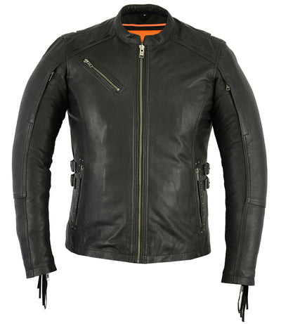 Wild Night Women's Fringe Leather Motorcycle Jacket – Black Women's Leather Jackets Renegade Classics