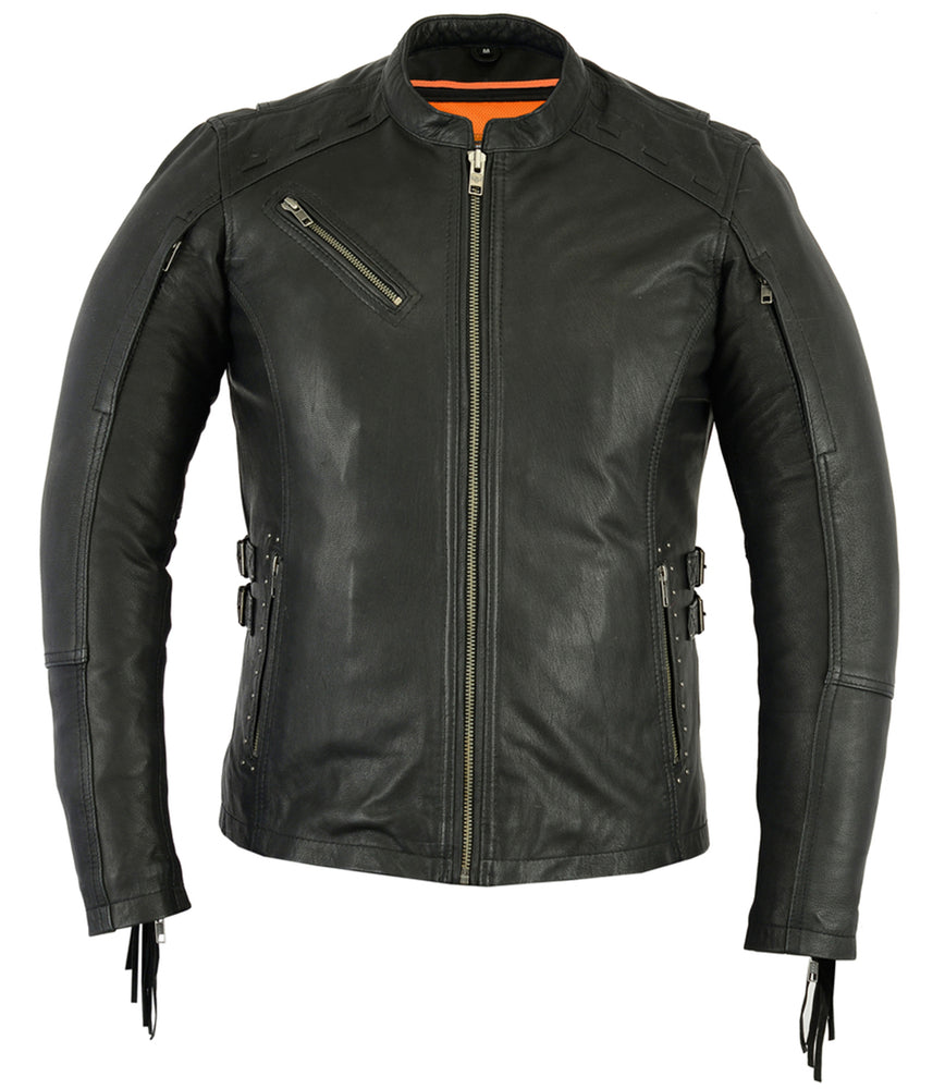 Wild Night Women's Fringe Leather Motorcycle Jacket – Black Women's Leather Jackets Renegade Classics