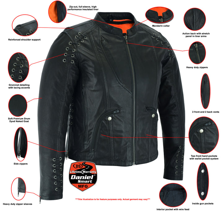 Rose Grace Women's Leather Motorcycle Jacket