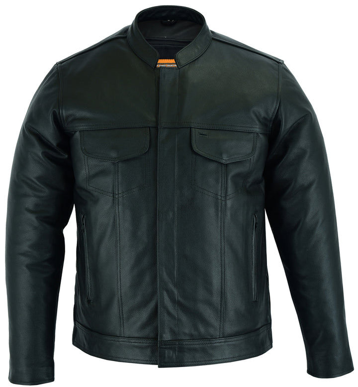 DS Men's Full Cut Leather Shirt with Zipper/Snap Front