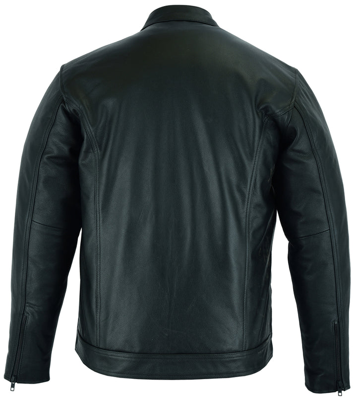 DS Men's Full Cut Leather Shirt with Zipper/Snap Front