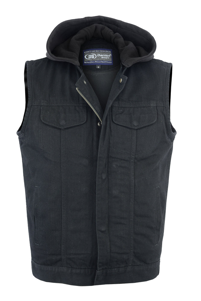 Shadowhood Men's Black Denim Motorcycle Vest