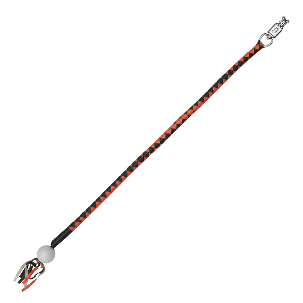 GBW209B Leather Handlebar Fringe - Orange/Black w/ White Pool Ball