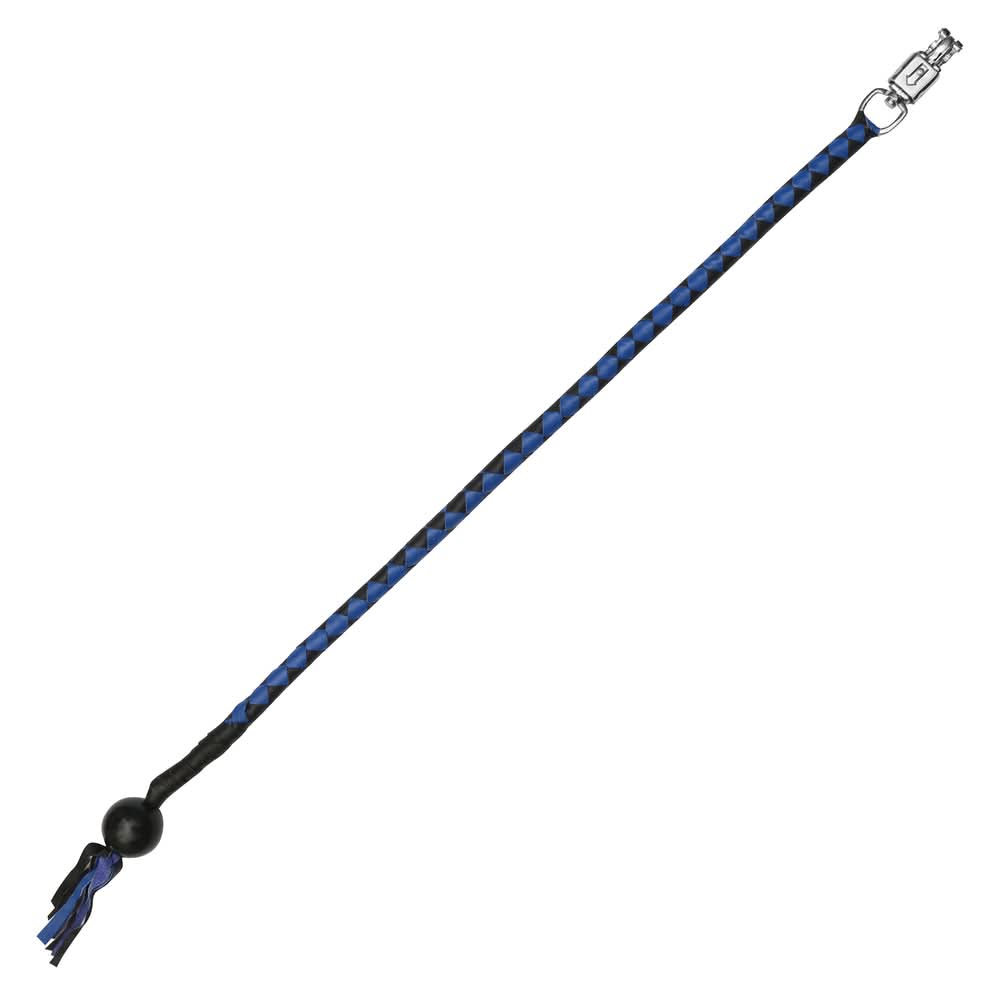 GBW210B Leather Handlebar Fringe - Blue/Black w/ Black Pool Ball Whips Renegade Classics