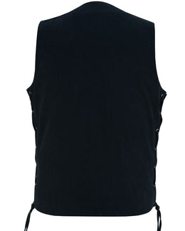 Denhawk Men's Tall Black Denim Motorcycle Vest Men's Denim Vests Renegade Classics