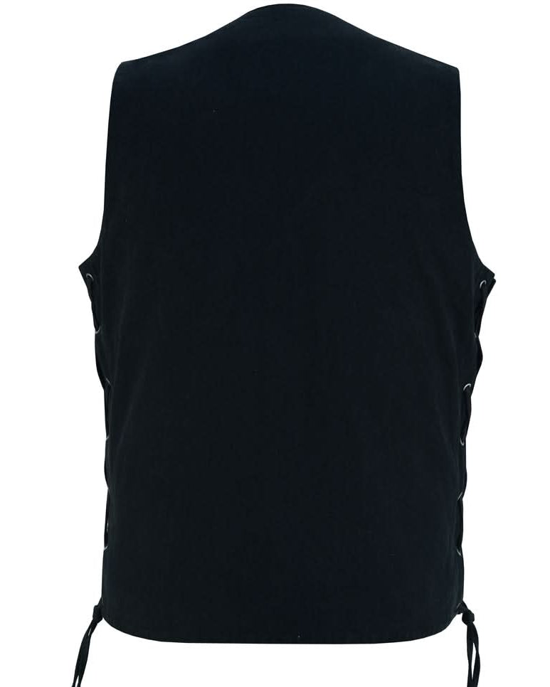 Denhawk Men's Tall Black Denim Motorcycle Vest Men's Denim Vests Renegade Classics