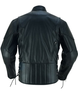 Star Knuckle Black Men’s Leather Motorcycle Jacket Men's Leather Jackets Renegade Classics