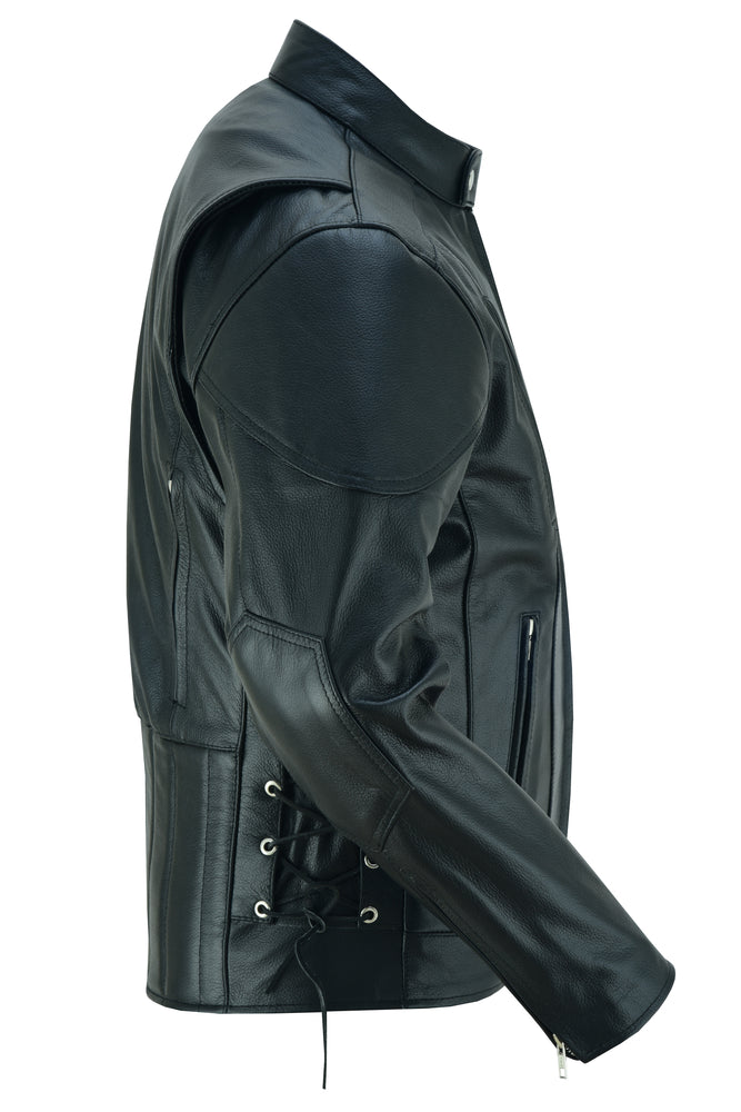 Star Knuckle Black Men’s Leather Motorcycle Jacket Men's Leather Jackets Renegade Classics