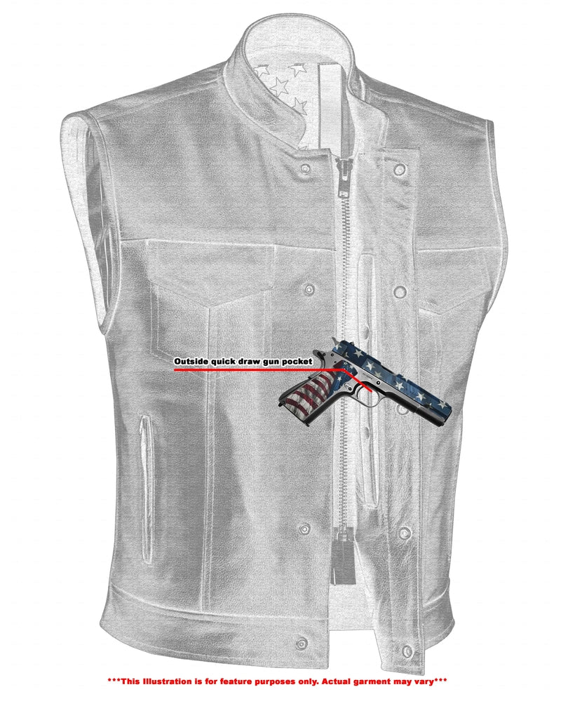 Black Rune Private Men's Black Leather Motorcycle Vest Men's Leather Vests Renegade Classics