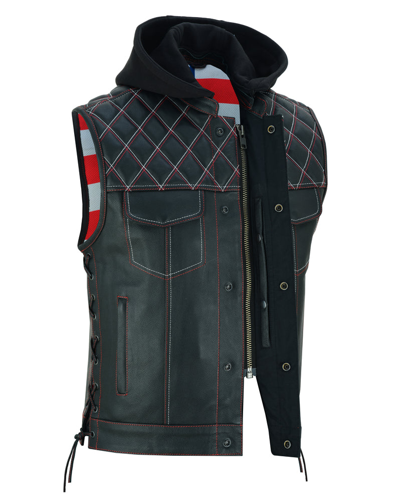 Highway Bound Men's Leather Biker Vest - Black Men's Leather Vests Renegade Classics