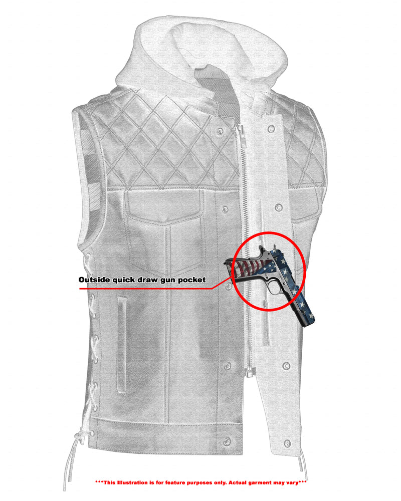 Highway Bound Men's Leather Biker Vest - Black Men's Leather Vests Renegade Classics