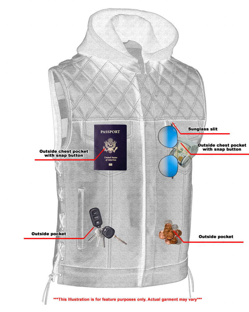 Highway Bound Men's Leather Biker Vest - Black Men's Leather Vests Renegade Classics