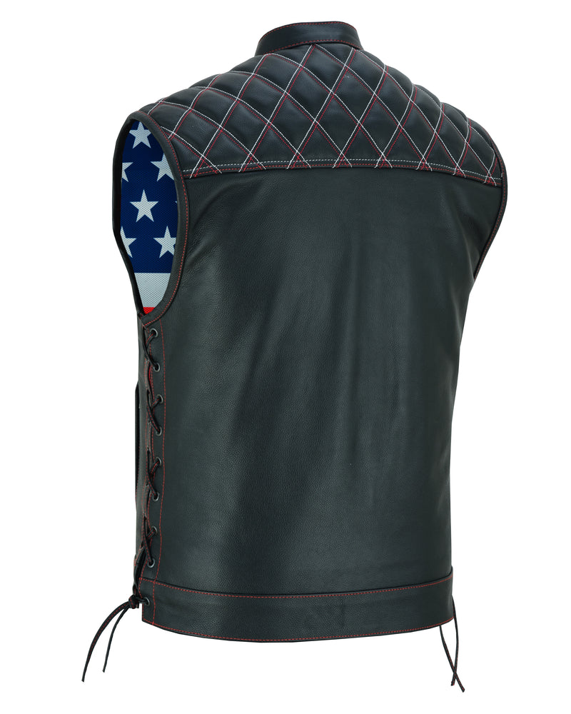 Highway Bound Men's Leather Biker Vest - Black Men's Leather Vests Renegade Classics
