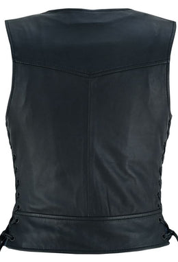 Biker Mommy Women's leather motorcycle vest - Black Women's Leather Vests Renegade Classics