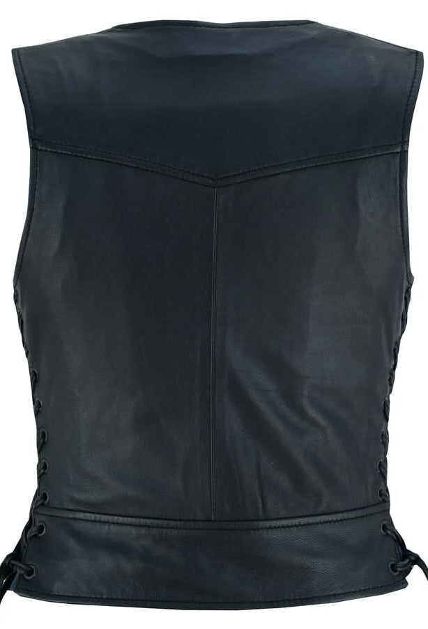 Biker Mommy Women's leather motorcycle vest - Black Women's Leather Vests Renegade Classics