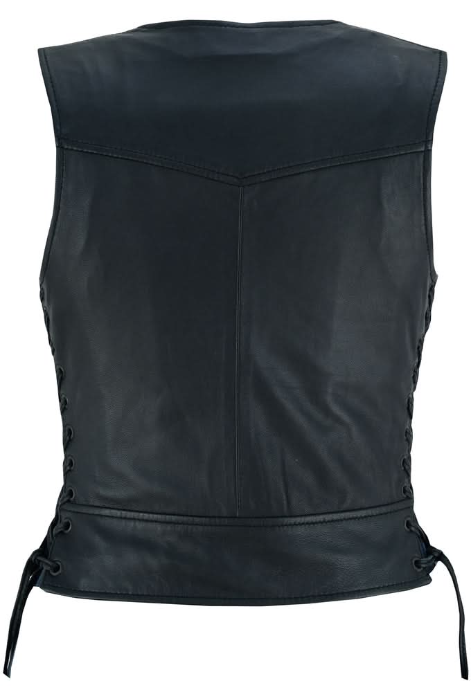 Biker Mommy Women's leather motorcycle vest - Black Women's Leather Vests Renegade Classics