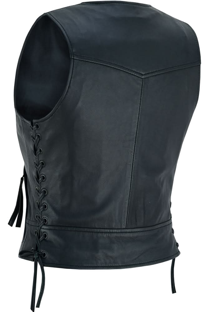 Biker Mommy Women's leather motorcycle vest - Black Women's Leather Vests Renegade Classics