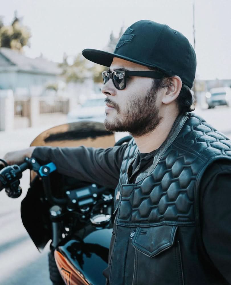 ShadowProof Whiskey Men's Motorcycle Leather Vest - Black Men's Leather Vests Renegade Classics