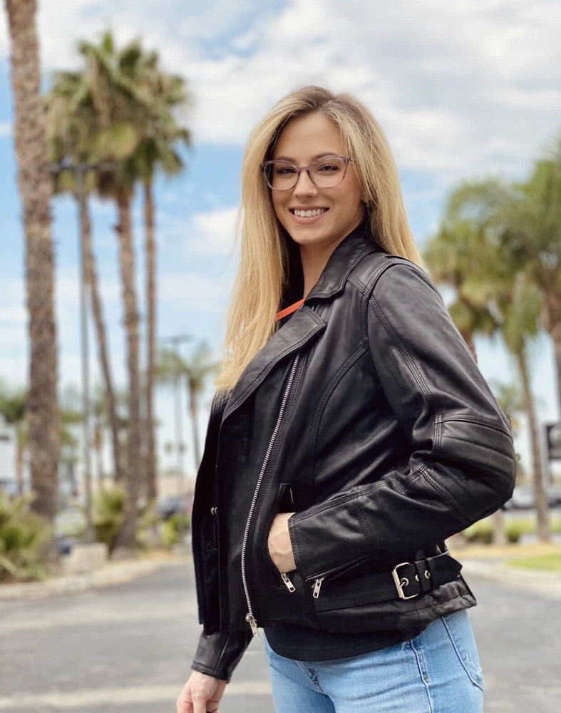 Pulse Glide Women's Black Leather Motorcycle Jacket Women's Leather Jackets Renegade Classics
