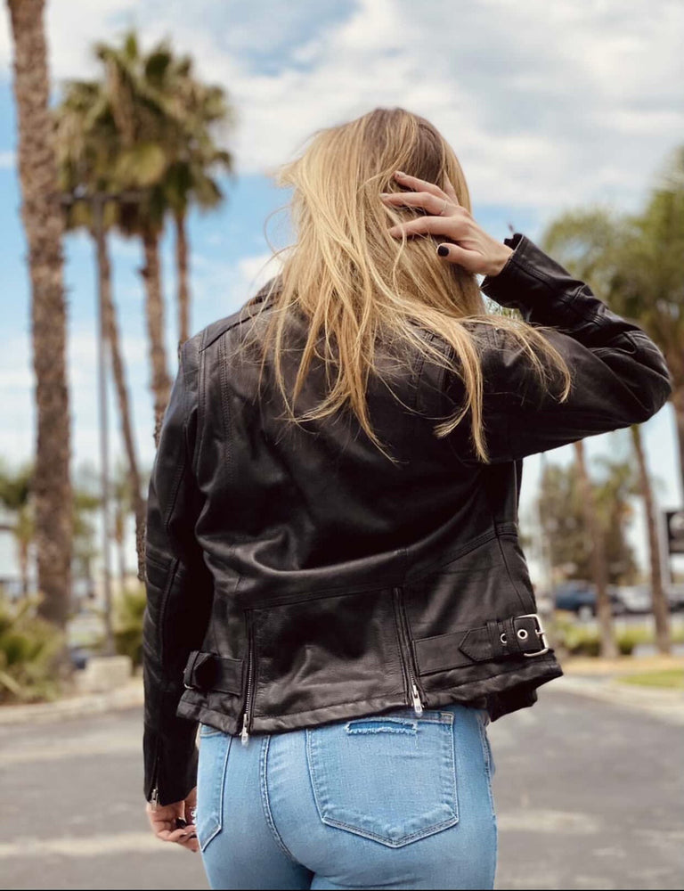 Pulse Glide Women's Black Leather Motorcycle Jacket Women's Leather Jackets Renegade Classics