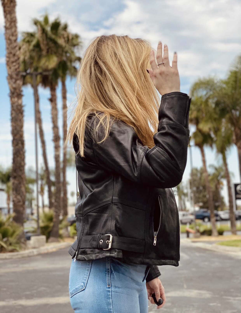 Pulse Glide Women's Black Leather Motorcycle Jacket Women's Leather Jackets Renegade Classics