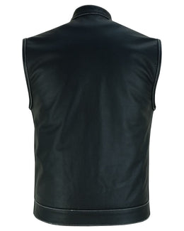 TonUp Men's Paisley Black Leather Motorcycle Vest Men's Leather Vests Renegade Classics