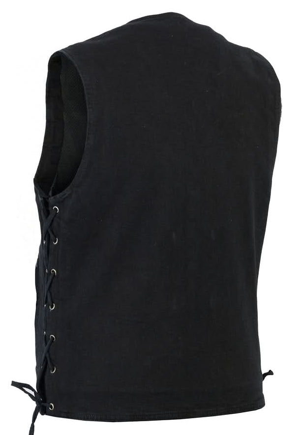 Outrider Men's Classic Black Denim Motorcycle Vest Men's Denim Vests Renegade Classics