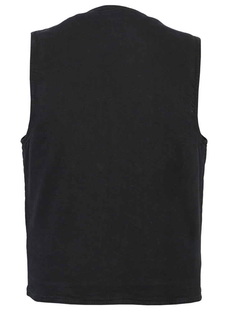 Black Shield Men's Black Denim Motorcycle Vest Men's Denim Vests Renegade Classics
