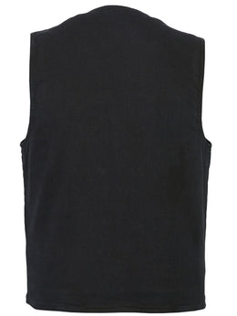 Black Shield Men's Black Denim Motorcycle Vest Men's Denim Vests Renegade Classics