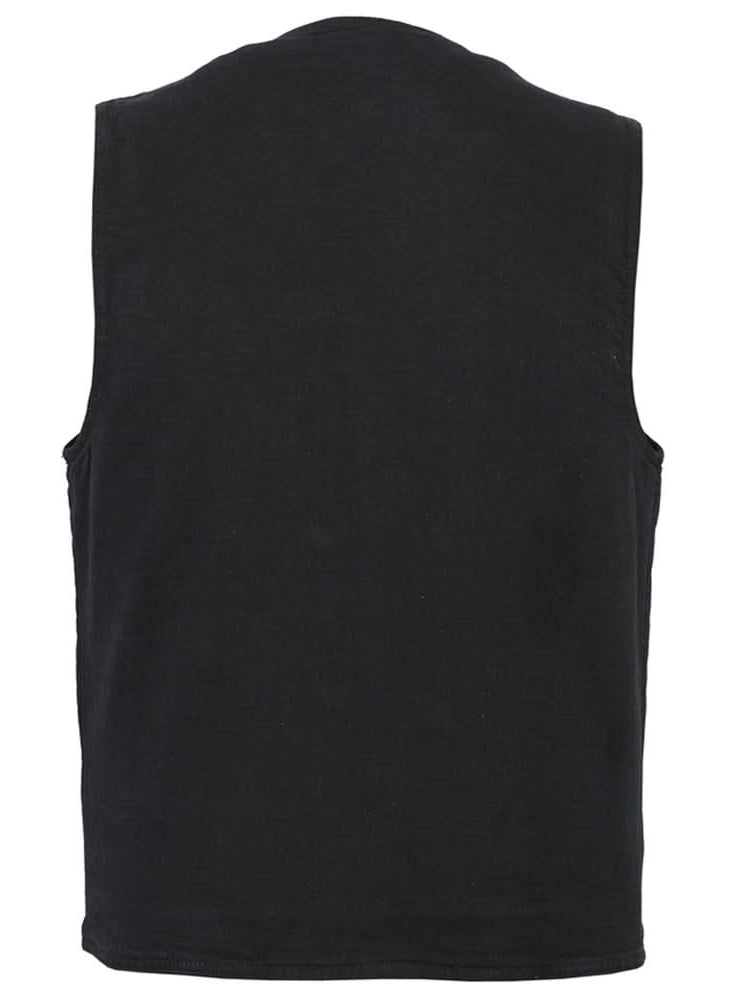 Black Shield Men's Black Denim Motorcycle Vest Men's Denim Vests Renegade Classics