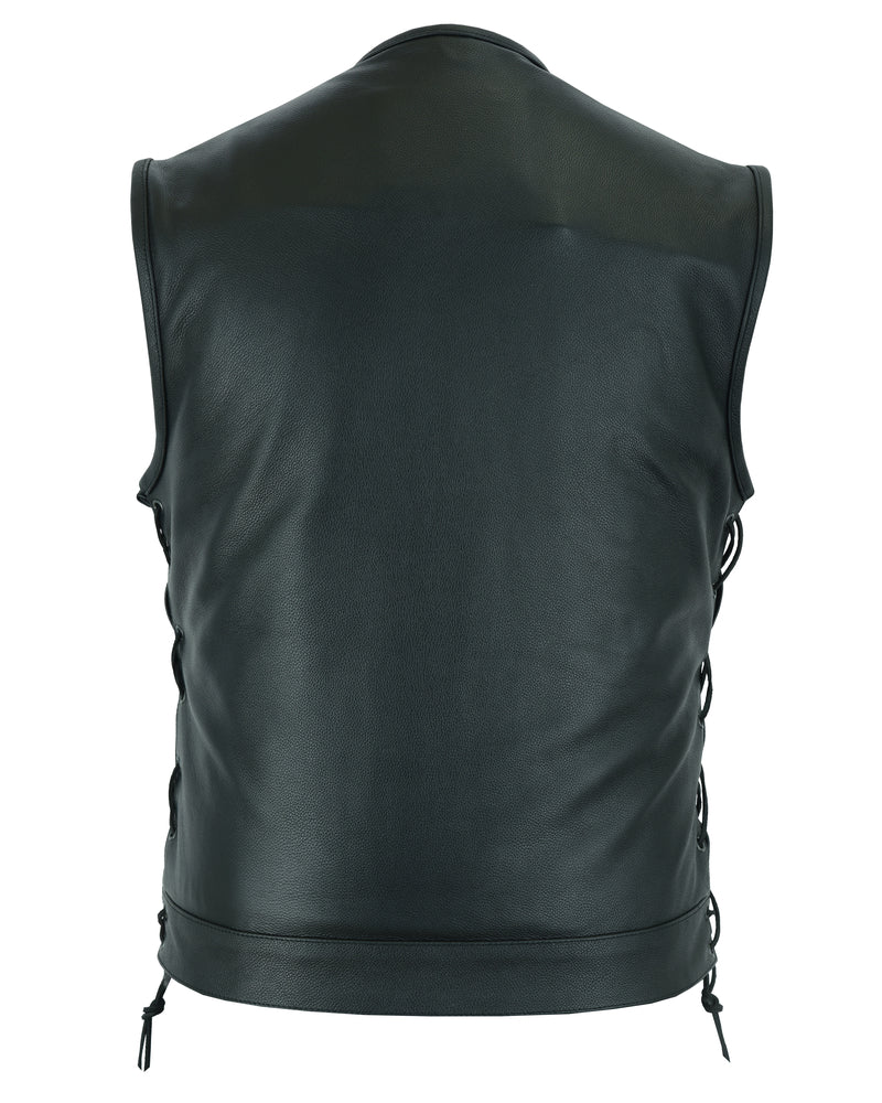 BlackArmor Men's Black motorcycle Leather Vest Men's Leather Vests Renegade Classics