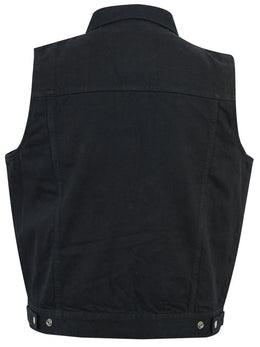 Darklock Men's Black Denim Motorcycle Vest Men's Denim Vests Renegade Classics