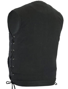 Dark Terrain Men's Black Denim Motorcycle Vest Men's Denim Vests Renegade Classics