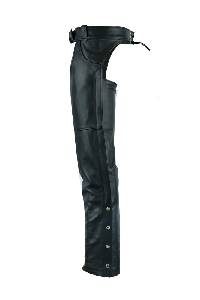 Traza Unisex Black leather motorcycle chaps Chaps & Pants Renegade Classics