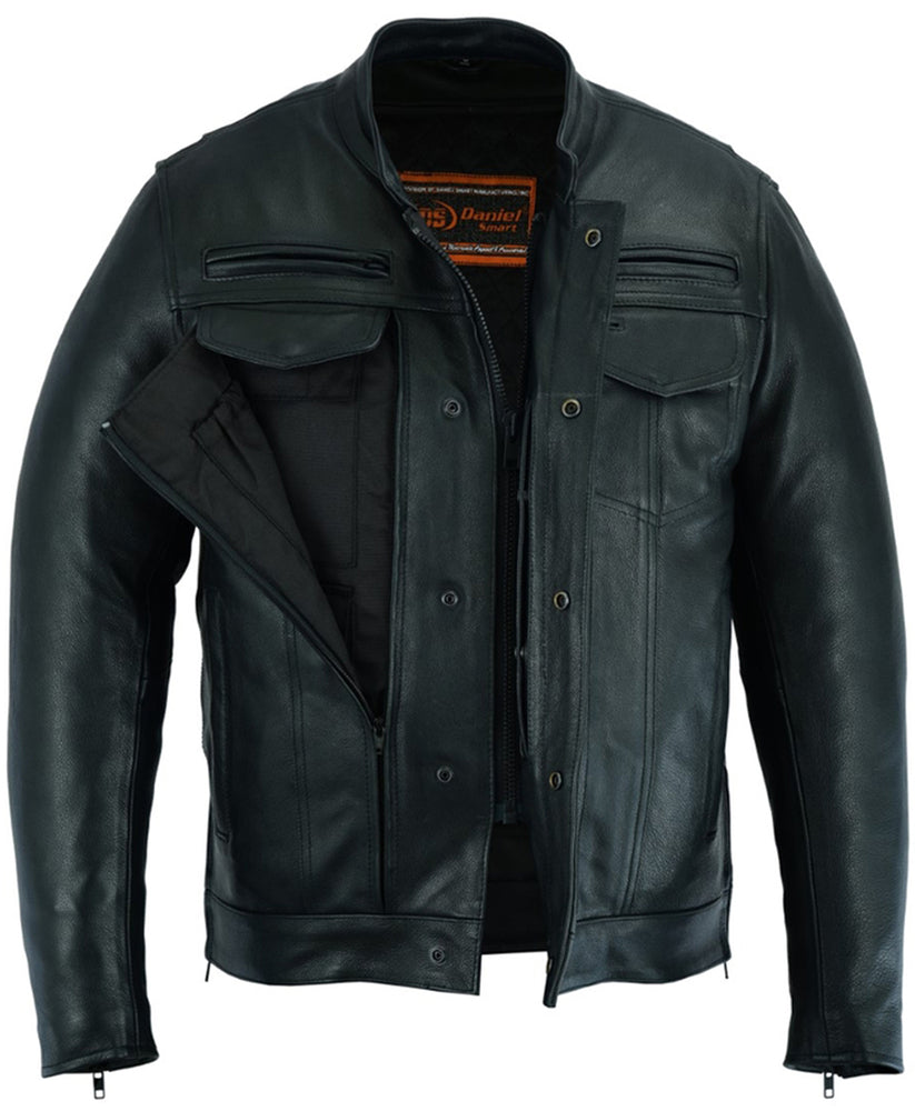 DS Men's Black Utility Style Motorcycle Jacket