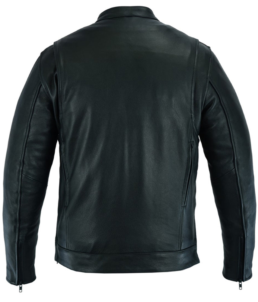 DS Men's Black Utility Style Motorcycle Jacket