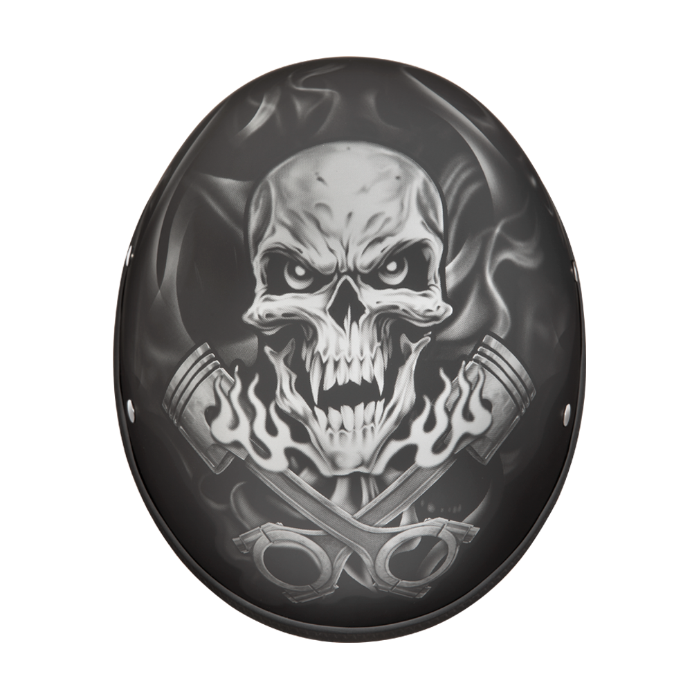 D6-PS D.O.T. DAYTONA SKULL CAP - W/ PISTONS SKULL Helmets Daytona Helmets