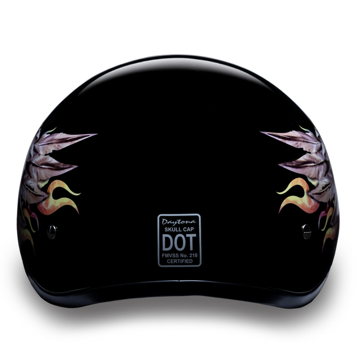 D6-SKW D.O.T. DAYTONA SKULL CAP - W/ SKULL WINGS