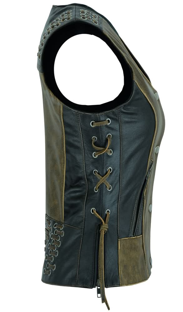 Heavex Women's leather motorcycle vest Women's Leather Vests Renegade Classics