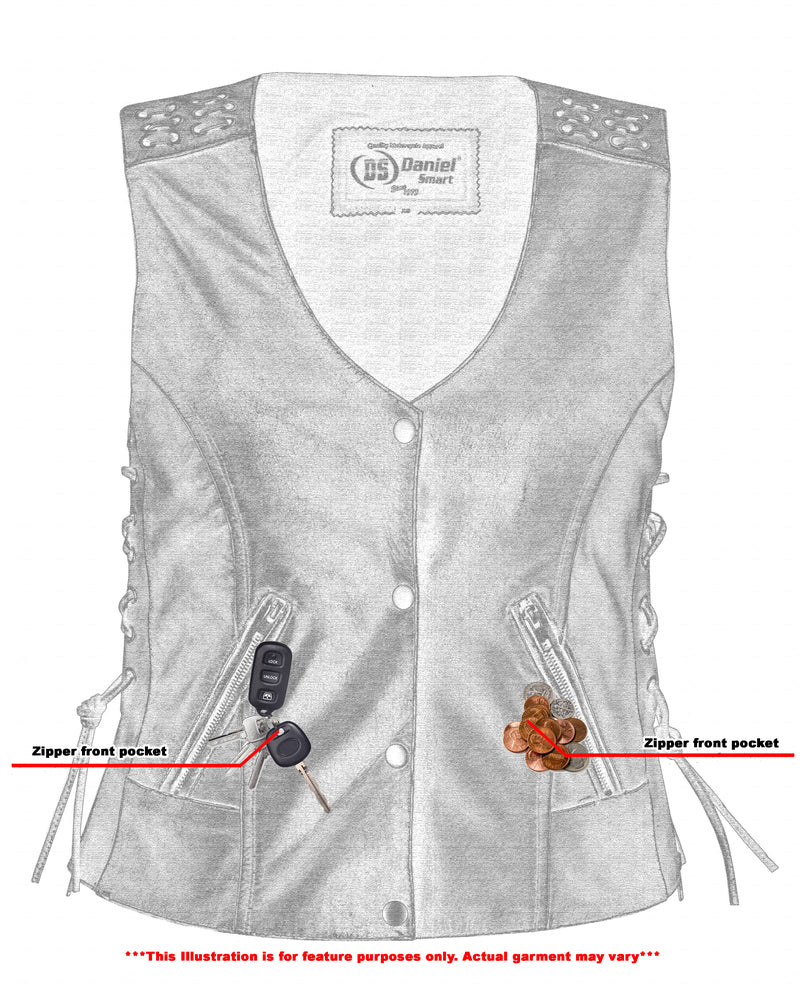 Ellex Women's leather motorcycle vest Women's Leather Vests Renegade Classics