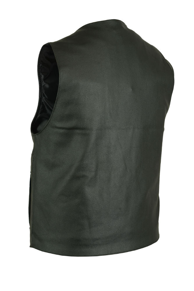 SolidRider Men's Leather Motorcycle Vest - Black Men's Leather Vests Renegade Classics