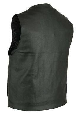 SolidRider Men's Leather Motorcycle Vest - Black Men's Leather Vests Renegade Classics