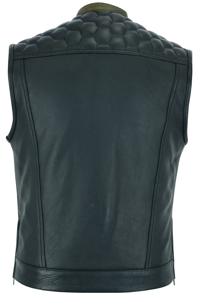 ShadowProof Whiskey Men's Motorcycle Leather Vest - Black Men's Leather Vests Renegade Classics