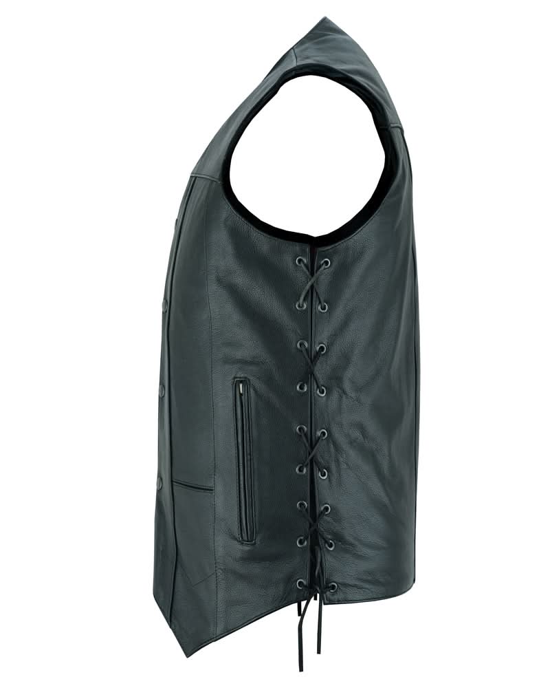 GearGuard Men's Utility Motorcycle Vest - Black Men's Leather Vests Renegade Classics